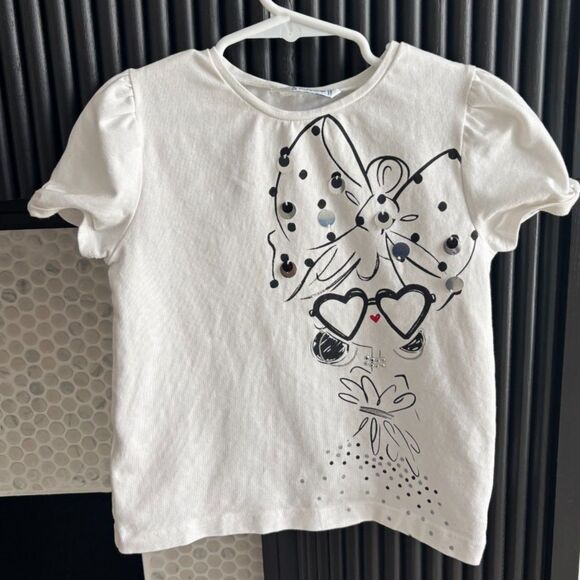 Mayoral Other - Mayoral Girls Size 6 Years White Girl with Sunglasses Sequin Graphic T-Shirt